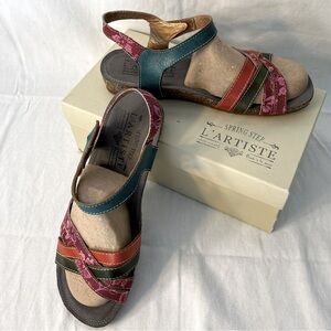 Spring Step L’Artiste Leima, turquoise leather, sz 9